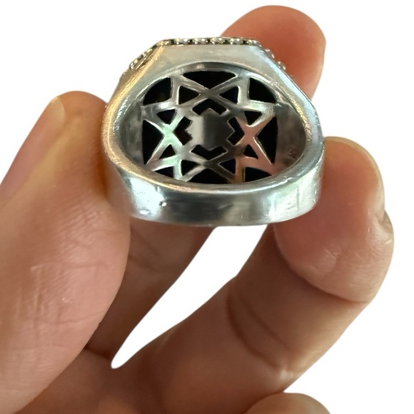 Vintage Lagos Caviar Faceted Rock Statement Ring Sterling silver 18K gold 6.5 - Picture 6 of 7